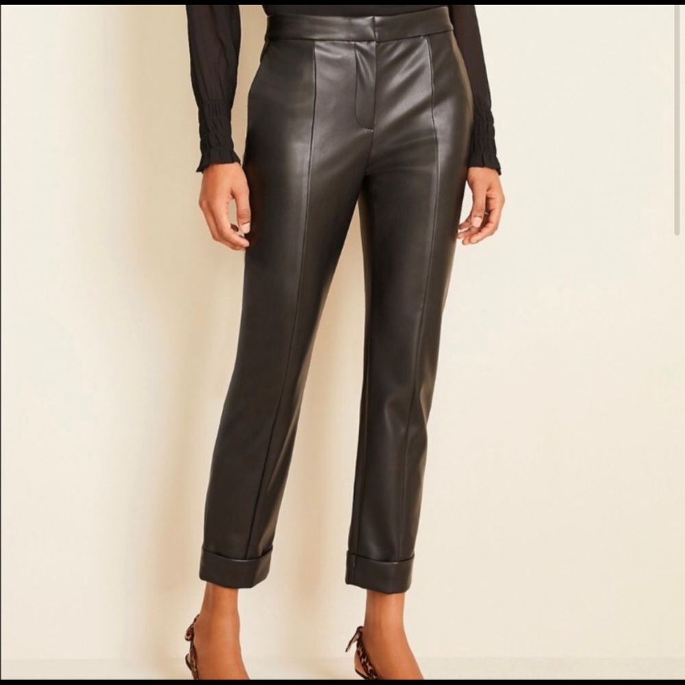 Ann Taylor Black Faux Leather Trousers